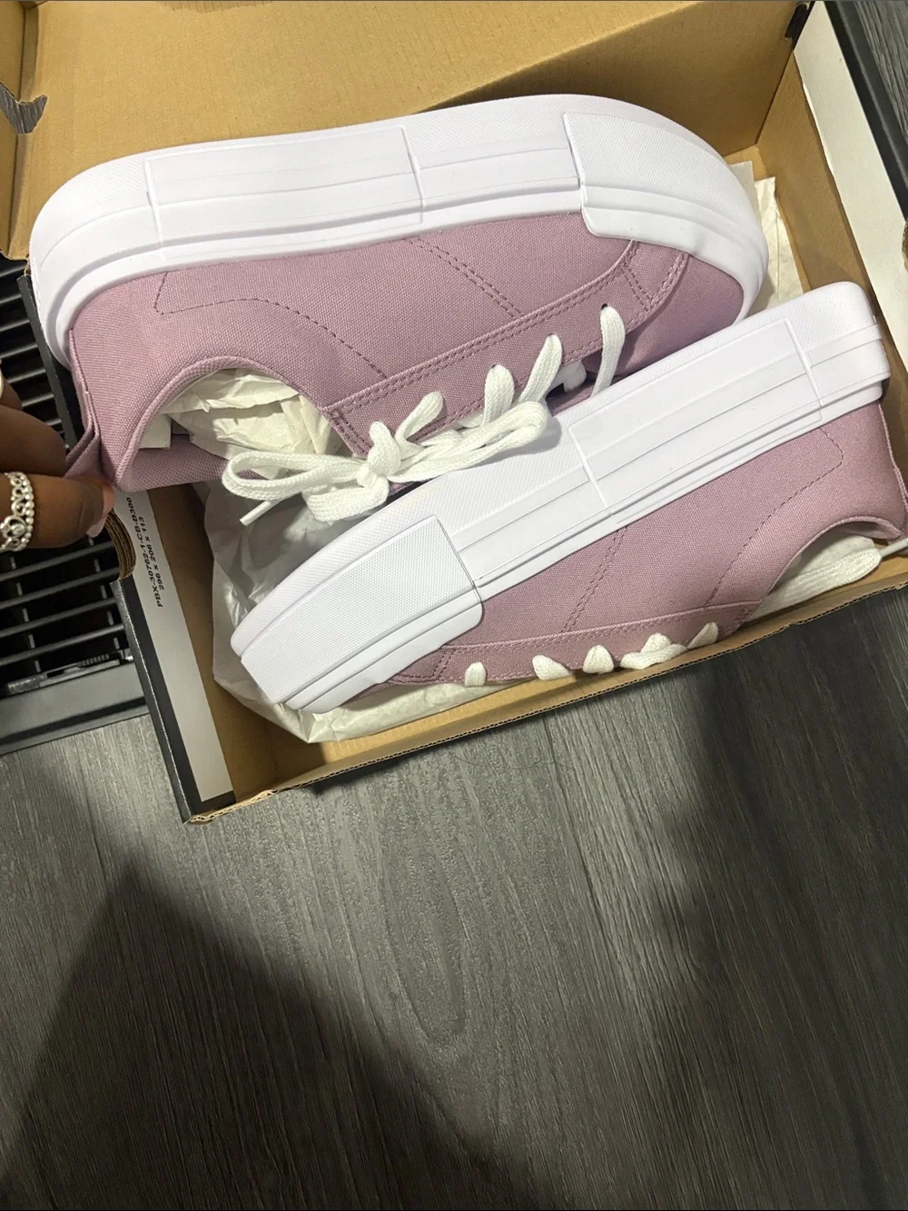Converse Women's Mauve Canvas Platform Sneakers with White Soles